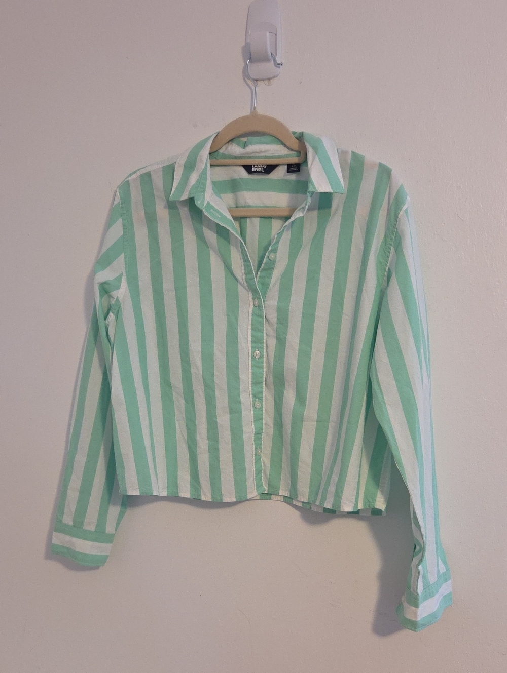 EUC Lands End Crop Striped Buttondown